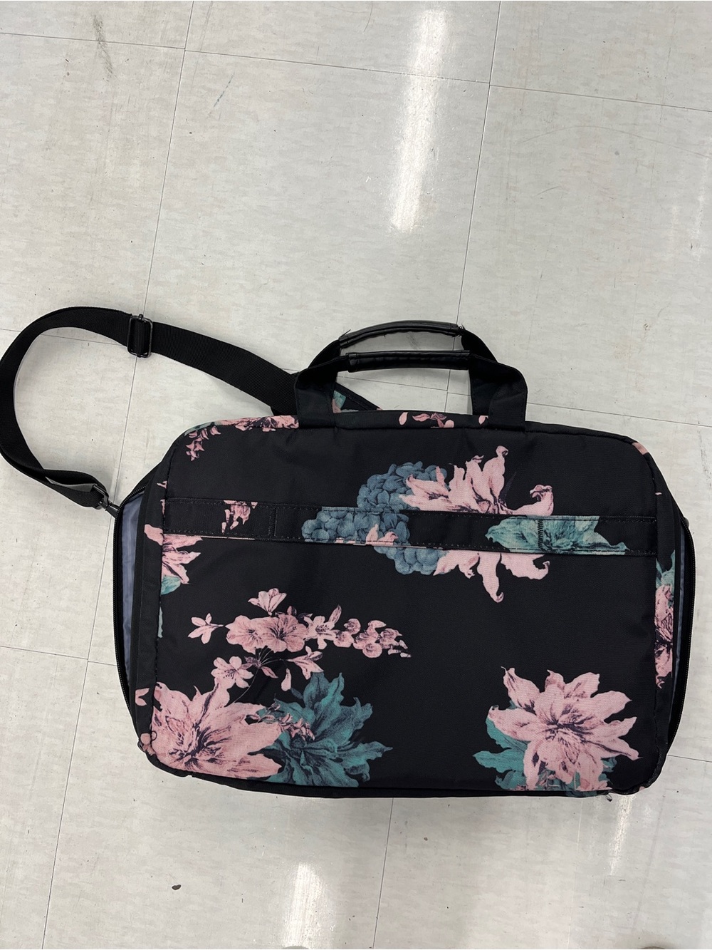 PINK & TEAL FLORAL COMPUTER LAPTOP BAG BRIEFCASE